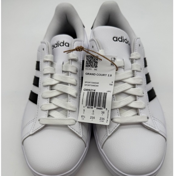 Adidas Grand Court 2.0 Women's Sneakers White Black Low Top Casual sz 6.5 - Picture 5 of 9